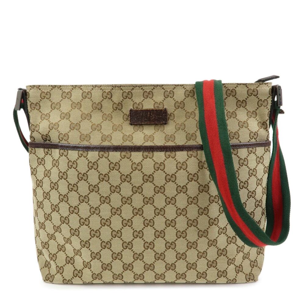 Gucci GG Supreme Canvas Web Crossbody Bag Beige